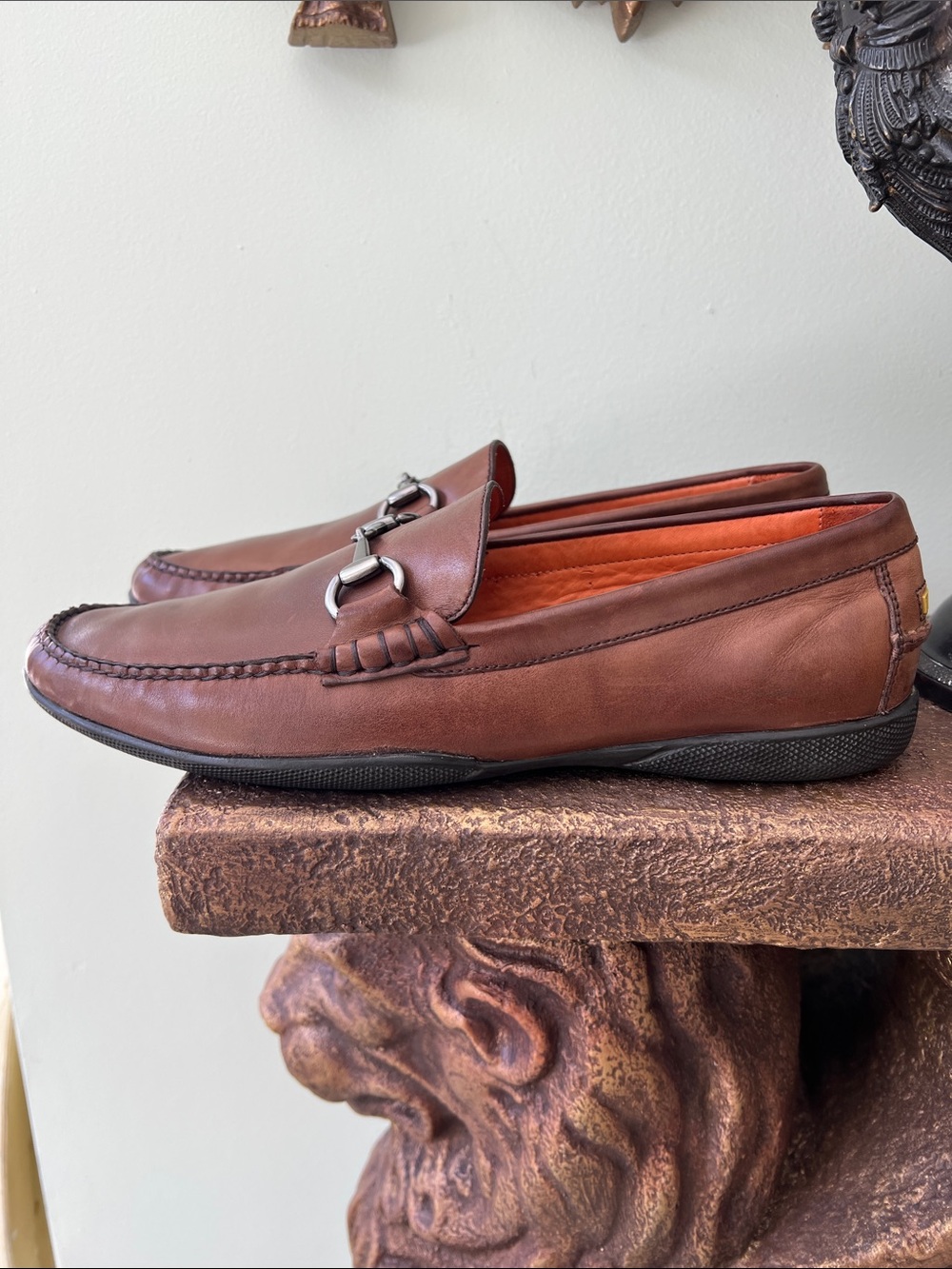 Peter Millar Chestnut Leather horse Bit loafers Slip-Ons - Picture 3 of 11